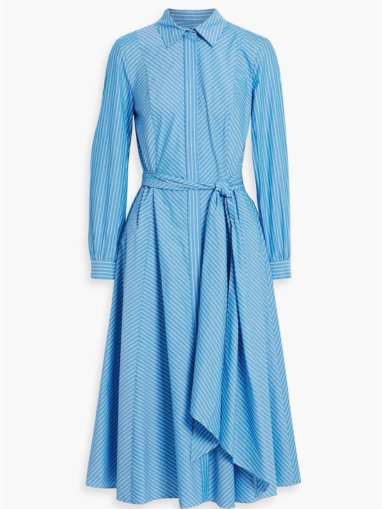 Carolina Herrera Dresses & Skirts - NWT Carolina Herrera Belted Striped Cotton Poplin Midi Shirt Dress Size 10